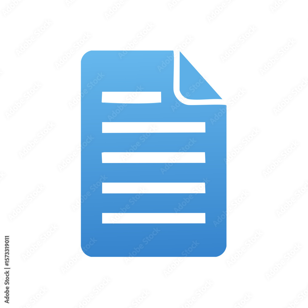 Poster blue document icon depicting a file with lines and folded corner representing information.