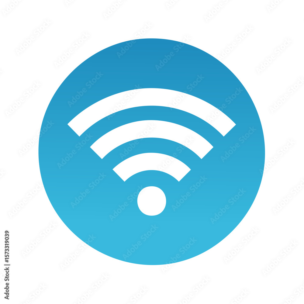 Poster wireless internet connection icon displaying signal strength in blue gradient circle