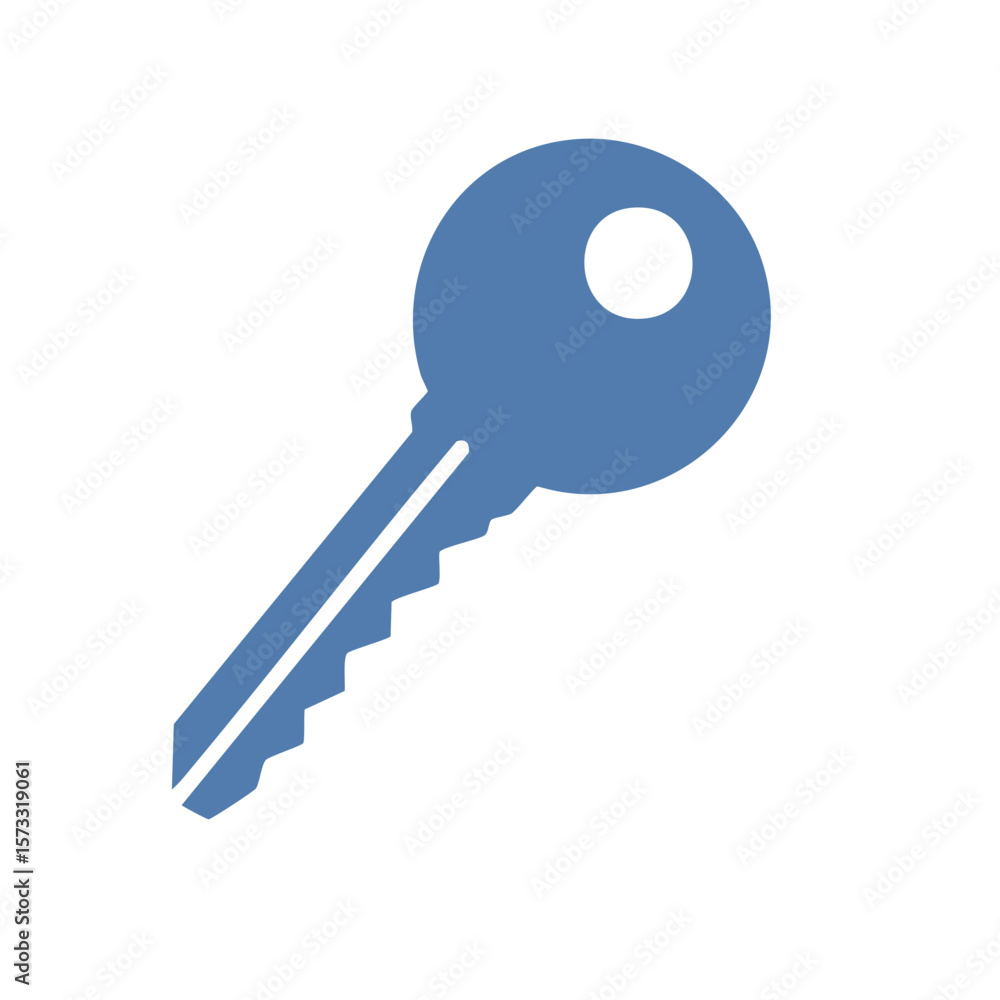 Aufkleber blue key icon for security access and privacy concepts simple round key