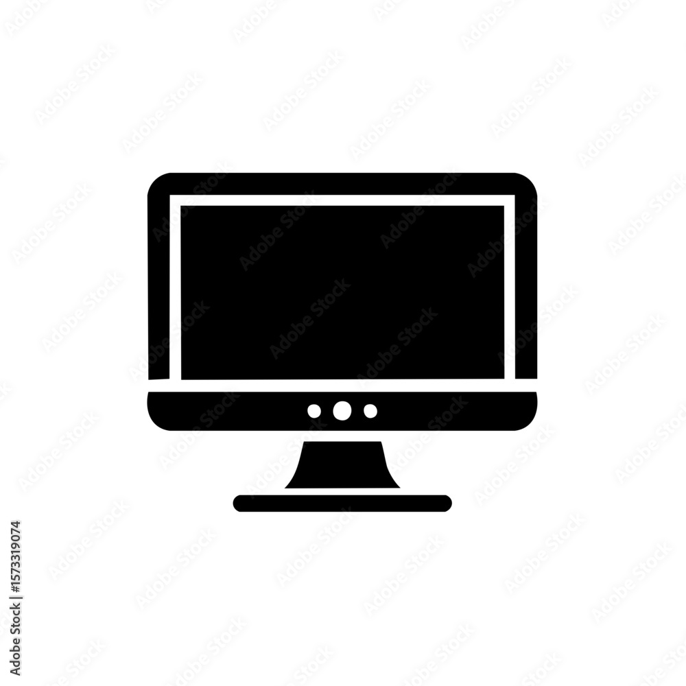 Aufkleber monitor screen black silhouette, desktop computer display outline, technology interface