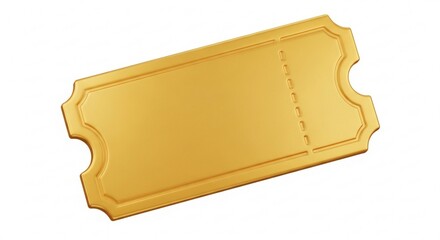 3D illustration of a mock golden ticket isolated on white