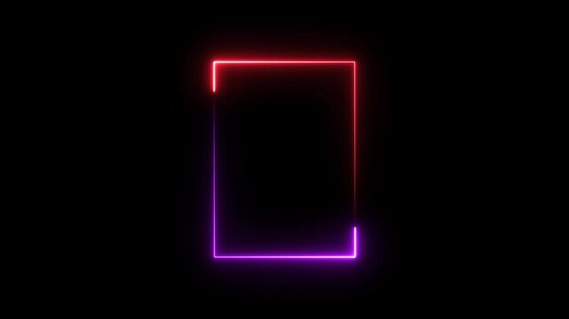 Abstract beautiful blue colour neon light frame background animation. Neon glowing rectangular frame,  Animation of glowing neon rectangles abstract background

