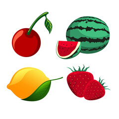 Fruit illustration set png vector stock illustration