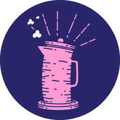 icon of a tattoo style coffee jug in bright neon color