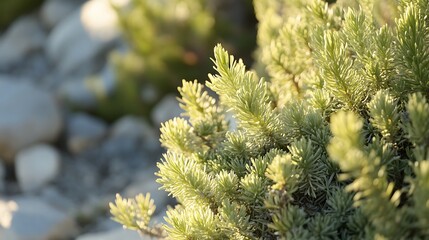 dwarf conifers in landscaped alpine garden