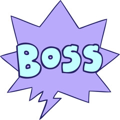 cartoon word boss with speech bubble in bright neon color