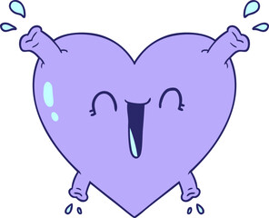 cartoon healthy heart in bright neon color