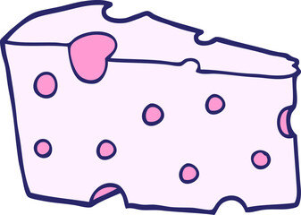 cartoon cheese in bright neon color
