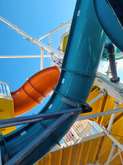 summer water park slides different colors