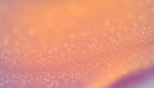 Soft focus bokeh background with shimmering glitter in warm peach and purple tones - Powered by Adobe