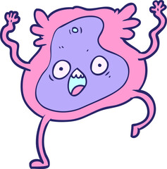 cartoon germ in bright neon color