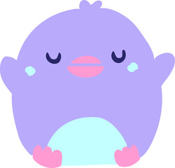 cartoon penguin in bright neon color
