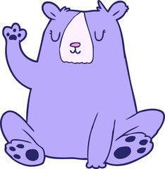 cartoon bear;waving in bright neon color