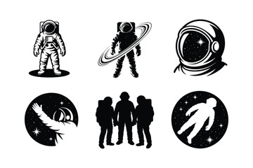 Astronauts in space exploration and cosmic scenes stars