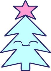 Fototapeta premium cute cartoon of a christmas tree in bright neon color