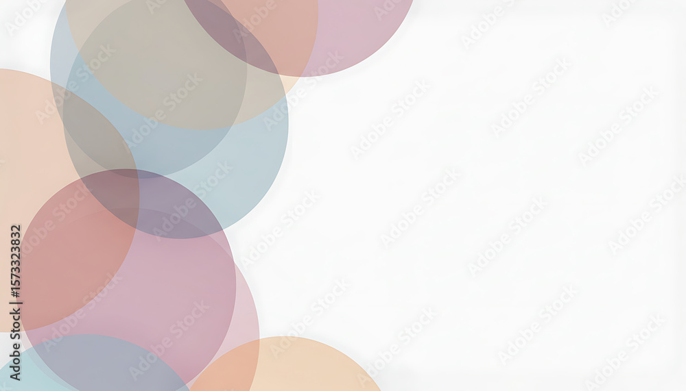 Poster soft pastel overlapping circles abstract background with copy space