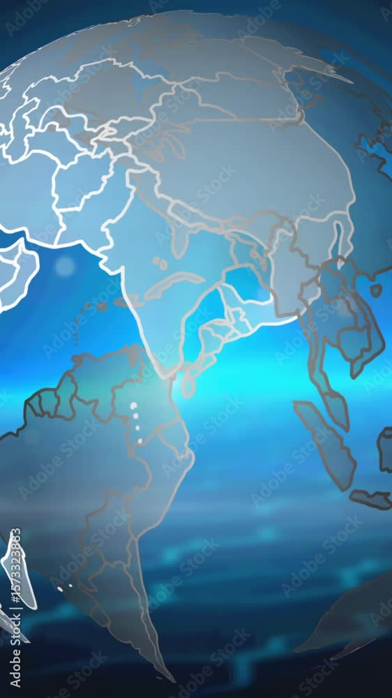 Aufkleber animation of rotating globe over lens flares against abstract background