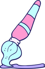hand drawn doodle style cartoon art paint brush in bright neon color
