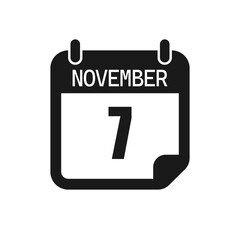 Vector icon page day calendar - 7 November month