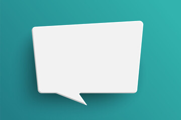 White rectangle speech bubble on green background