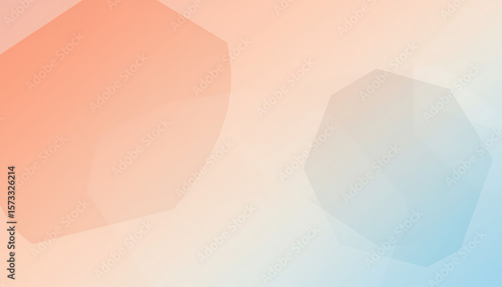 Poster soft gradient background with abstract geometric shapes in peach and blue tones