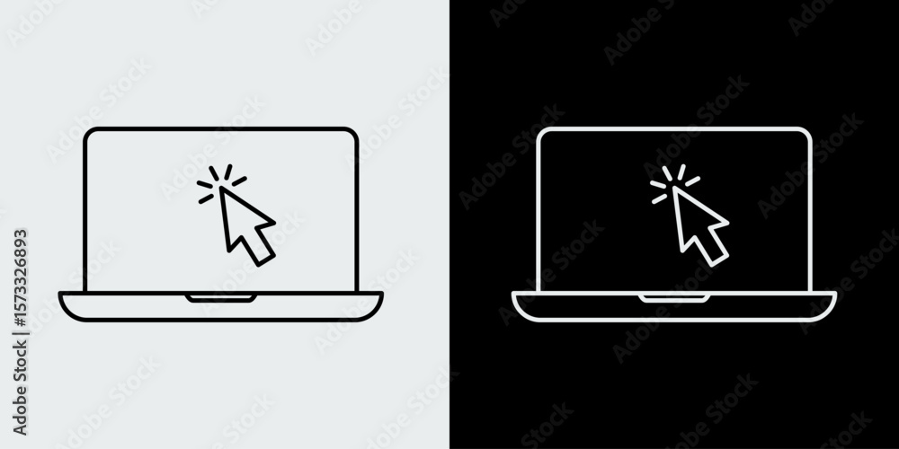 Poster cursor click with laptop icon