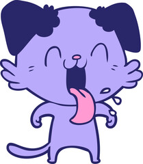 cartoon panting dog in bright neon color