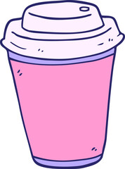 cartoon takeout coffee cup in bright neon color