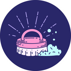 icon of a tattoo style scrubbing brush in bright neon color