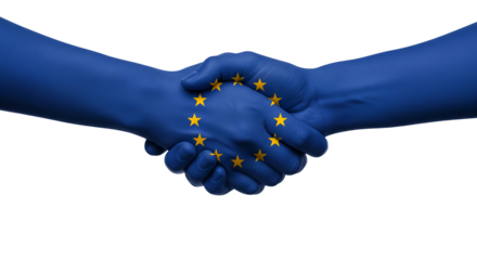 EU Flag Handshake for Unity – Isolated on Transparent Background