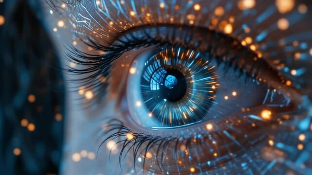 Close Up Glowing Human Eye Detail