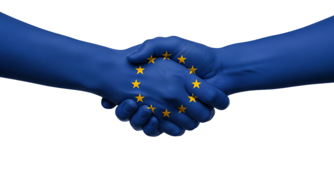 EU Flag Handshake for Unity – Isolated on Transparent Background


