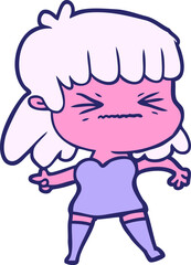cartoon woman in bright neon color
