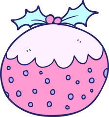 cartoon christmas pudding in bright neon color