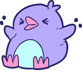 cartoon penguin in bright neon color
