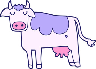 cartoon cow in bright neon color