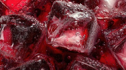 Close-up of red ice cubes