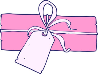 cartoon christmas present in bright neon color