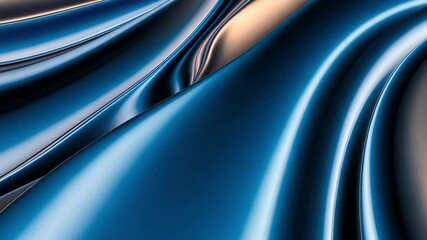 Abstract flowing blue and gold liquid metal waves background texture wallpaper. Fluid shiny metallic folds design for digital backdrop or modern elegant surface - Powered by Adobe
