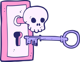 cartoon spooky door knob in bright neon color