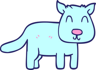 cartoon doodle calm dog in bright neon color