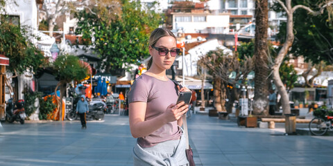 ourney, young woman embarks solo journey, middle breathtaking mountain panorama. Embracing self-care digital nomad lifestyle, freedom, adventure and personal growth