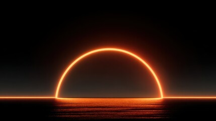 Burning orange arch over dark water