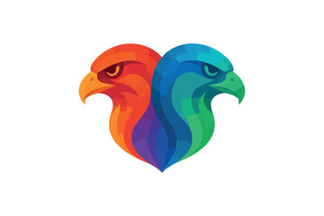 Obraz premium Hawk Colorful Twin Head Logo White Gradient Vector On White Background.01