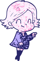 cartoon friendly girl in bright neon color