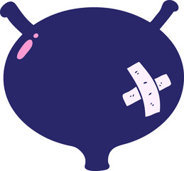 cartoon bladder in bright neon color