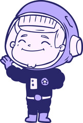 happy cartoon astronaut in bright neon color