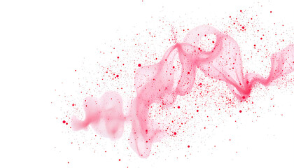 A burst of vibrant red powder frozen in motion against a clean white backdrop, capturing festive energy.