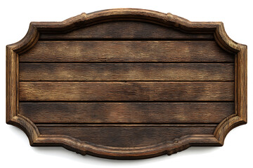 Dark Brown Wooden Plaque Sign Rustic Ornate Frame Blank Vintage Style Empty Textured Board Horizontal Rectangular Shape Aged Wood Surface