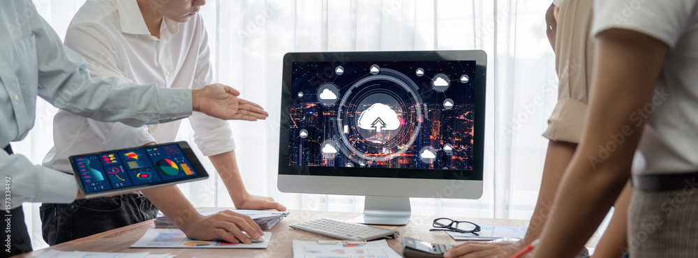 Poster cloud computing software for brisk remote work and personal data storage